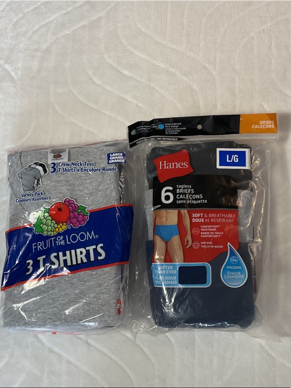 Hanes Men's 6-Pack Tagless Briefs and shirt bundle